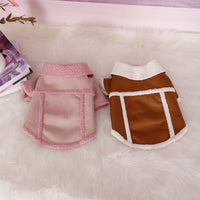 HKM-3679165 Warm Plush Zipper Dog Coat in Pink and Brown - Sizes S to XXL