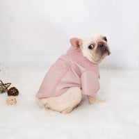 HKM-3679165 Warm Plush Zipper Dog Coat in Pink and Brown - Sizes S to XXL