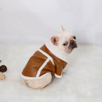 HKM-3679165 Warm Plush Zipper Dog Coat in Pink and Brown - Sizes S to XXL