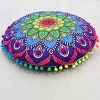 HKM-367955 Floral Round Cushion Cover - 43cm Diameter, Various Colorful Designs