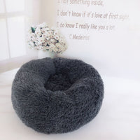 HKM-3680829 Calming Round Plush Pet Nest Bed for Small Dogs and Cats, Soft Vegan Fabric, 110cm Diameter