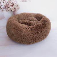 HKM-3680829 Calming Round Plush Pet Nest Bed for Small Dogs and Cats, Soft Vegan Fabric, 110cm Diameter