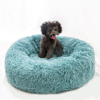 HKM-3680829 Calming Round Plush Pet Nest Bed for Small Dogs and Cats, Soft Vegan Fabric, 110cm Diameter