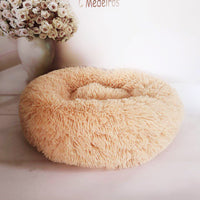 HKM-3680829 Calming Round Plush Pet Nest Bed for Small Dogs and Cats, Soft Vegan Fabric, 110cm Diameter