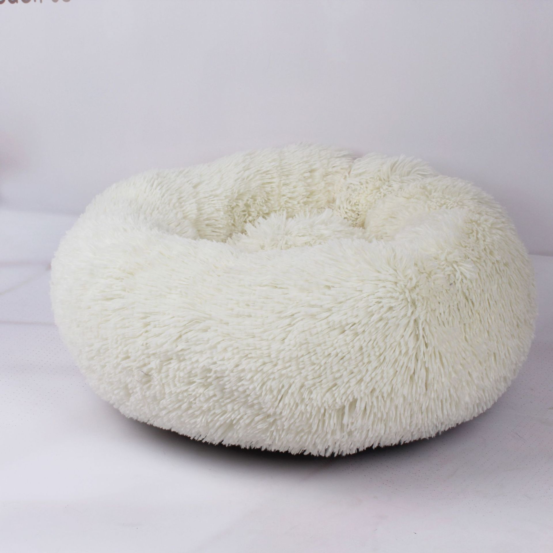 HKM-3680829 Calming Round Plush Pet Nest Bed for Small Dogs and Cats, Soft Vegan Fabric, 110cm Diameter