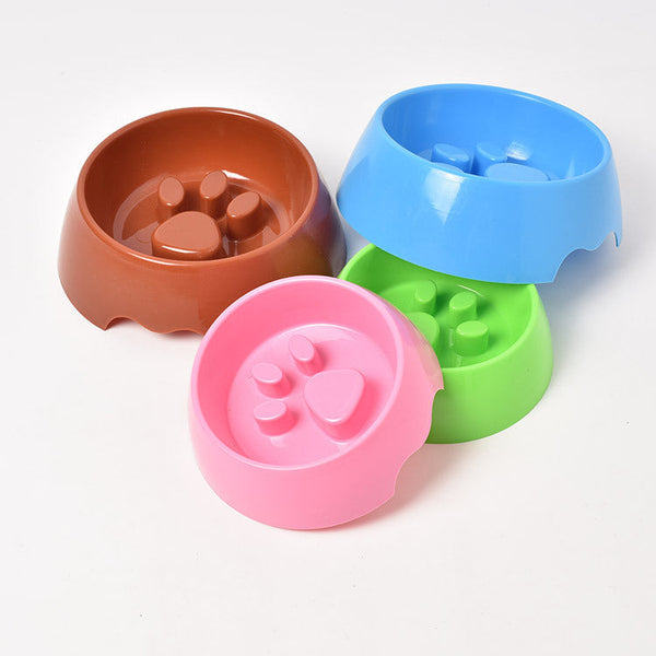 HKM-3680957 Anti-Choke Slow Feed Dog Bowl - Thickened Plastic Feeding Basin in Multiple Colors