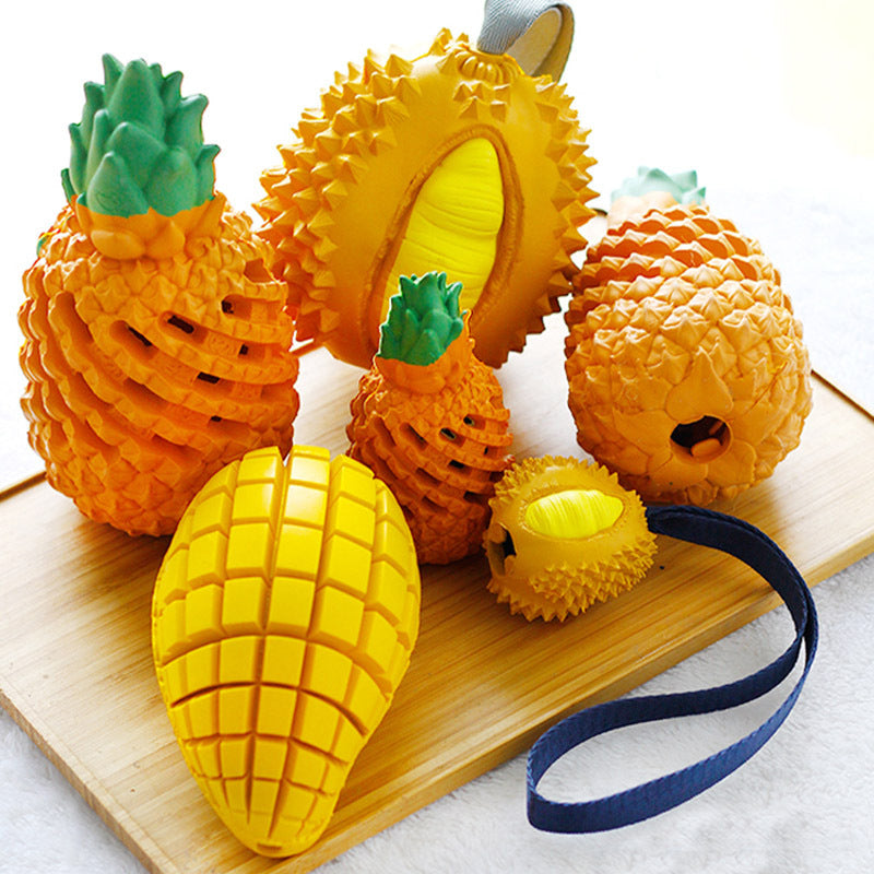 HKM-3681597 Chewable Fruit-Shaped Dog Toy for Teeth Cleaning and Playtime Fun