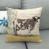 HKM-368211 Retro Floral Linen Pillowcase Cushion Cover, 45x45cm, Soft PP Cotton Filling