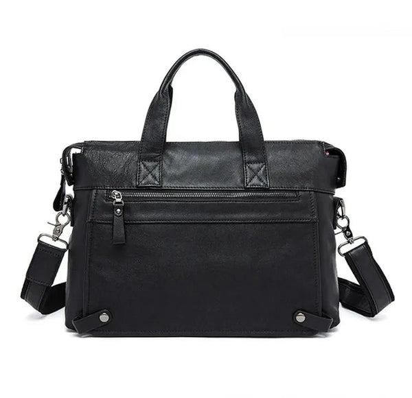 HKM-368211 Vintage Cowhide Leather Men's Shoulder Briefcase for Office Use