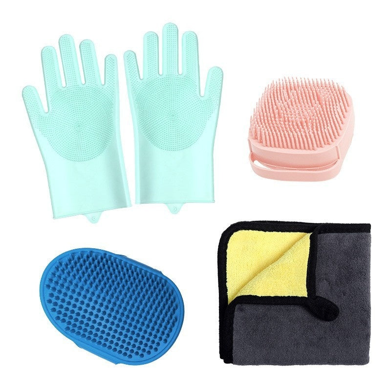 HKM-3682365 Silicone Pet Bathing Gloves Set for Dogs - 3 to 9 Pieces in Various Colors