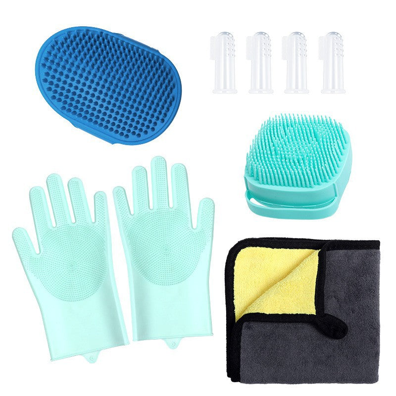 HKM-3682365 Silicone Pet Bathing Gloves Set for Dogs - 3 to 9 Pieces in Various Colors