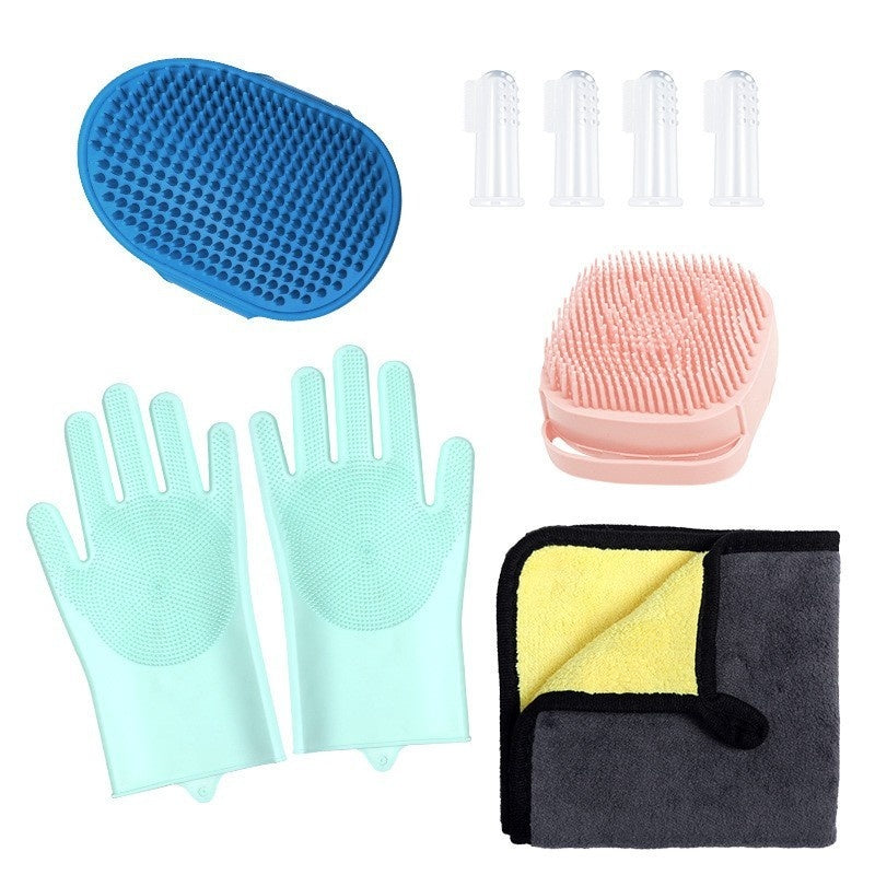 HKM-3682365 Silicone Pet Bathing Gloves Set for Dogs - 3 to 9 Pieces in Various Colors