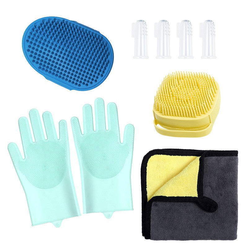 HKM-3682365 Silicone Pet Bathing Gloves Set for Dogs - 3 to 9 Pieces in Various Colors