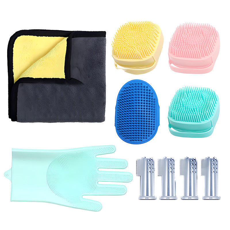 HKM-3682365 Silicone Pet Bathing Gloves Set for Dogs - 3 to 9 Pieces in Various Colors