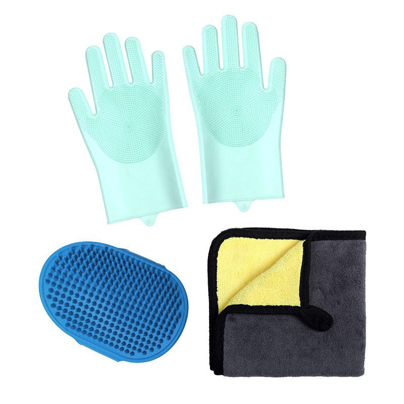 HKM-3682365 Silicone Pet Bathing Gloves Set for Dogs - 3 to 9 Pieces in Various Colors