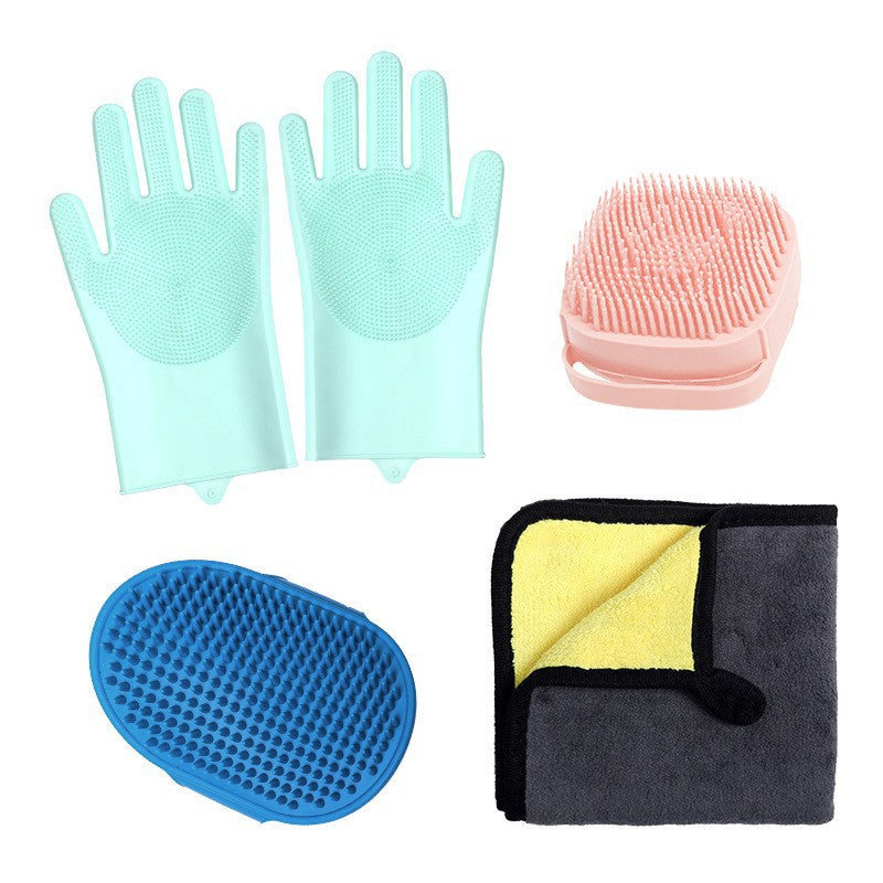 HKM-3682365 Silicone Pet Bathing Gloves Set for Dogs - 3 to 9 Pieces in Various Colors