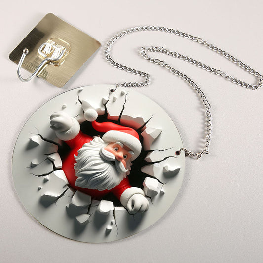 HKM-368275 Round Acrylic Santa Claus Ornaments for Christmas Decoration - Multiple Colors Available