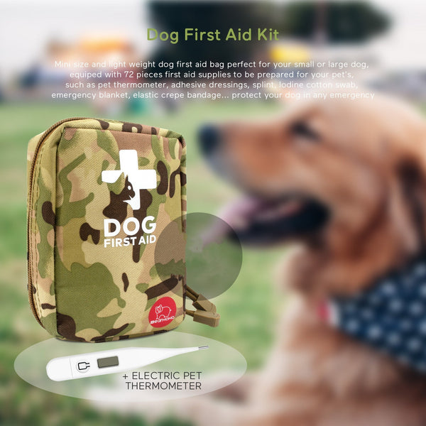 HKM-3683005 Outdoor Camouflage Dog First Aid Kit - 72 Essential Supplies for Emergency Care