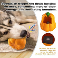 HKM-3684029 Squeaky Yellow Pumpkin Dog Toy with Throwing Drawstring for Halloween Fun