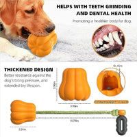 HKM-3684029 Squeaky Yellow Pumpkin Dog Toy with Throwing Drawstring for Halloween Fun