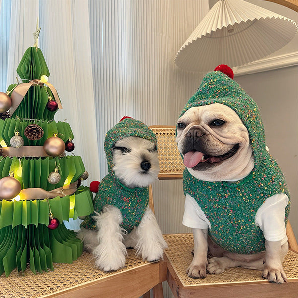 HKM-3684541 Warm Woolen Hooded Dog Vest for Autumn and Winter - Green - Sizes XS to XXL