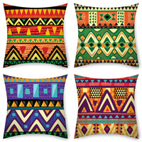 HKM-368531 African Tribal Stripes Ethnic Pattern Cushion Cover – 45cm x 45cm Linen Pillowcase in Vibrant Colors