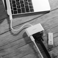 HKM-368531 Type-C to VGA USB Splitter Hub with Charging Support, Compatible with MacBook and Microsoft Lumia 950XL