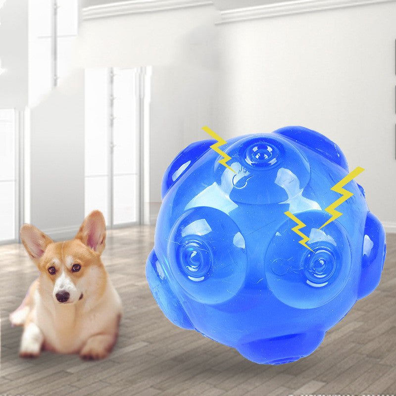 HKM-368595 Durable Molar Bite Resistant Elastic Toy Ball for Golden Retrievers - Yellow & Blue