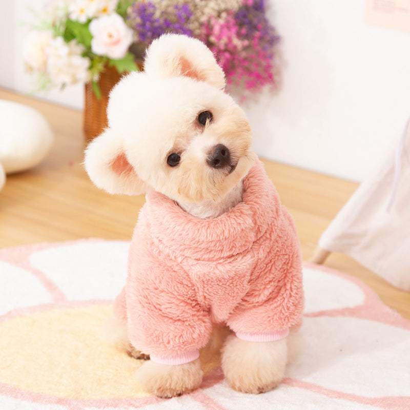 HKM-3687101 Double-Sided Velvet Pet Dog Clothing for Autumn and Winter with High Collar and Towing Ring