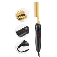 HKM-368723 Electric Curling Comb for Wet and Dry Hair - Adjustable Temperature Ceramic Hot Comb with 360-Degree Rotating Cord