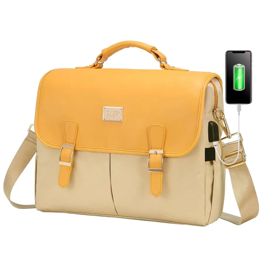HKM-368851 Spacious 15.6 Inch Laptop Shoulder Bag for Women – Stylish Office Handbag and Large Satchel for Commuting