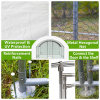 HKM-3690173 Large Metal Chicken Coop with Waterproof and UV-Resistant Cover - Walk-In Outdoor Run, 9.84 x 13.12 x 6.56 Ft