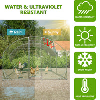 HKM-3690173 Large Metal Chicken Coop with Waterproof and UV-Resistant Cover - Walk-In Outdoor Run, 9.84 x 13.12 x 6.56 Ft