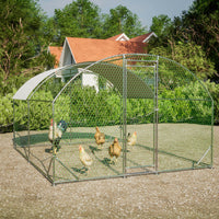 HKM-3690173 Large Metal Chicken Coop with Waterproof and UV-Resistant Cover - Walk-In Outdoor Run, 9.84 x 13.12 x 6.56 Ft