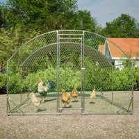HKM-3690173 Large Metal Chicken Coop with Waterproof and UV-Resistant Cover - Walk-In Outdoor Run, 9.84 x 13.12 x 6.56 Ft