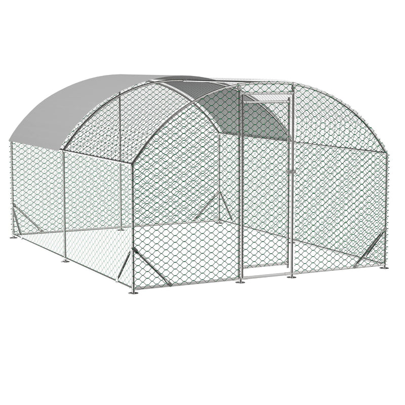 HKM-3690173 Large Metal Chicken Coop with Waterproof and UV-Resistant Cover - Walk-In Outdoor Run, 9.84 x 13.12 x 6.56 Ft