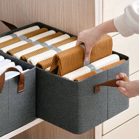 HKM-369043 Foldable Fabric Clothes Storage Box with Steel Frame for Wardrobe Organization
