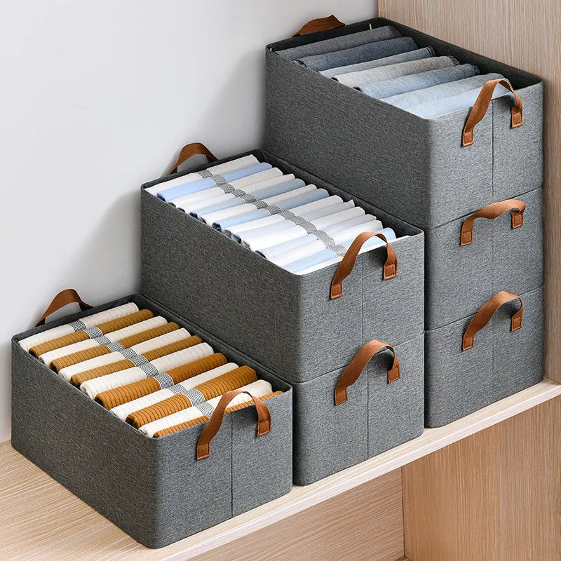 HKM-369043 Foldable Fabric Clothes Storage Box with Steel Frame for Wardrobe Organization
