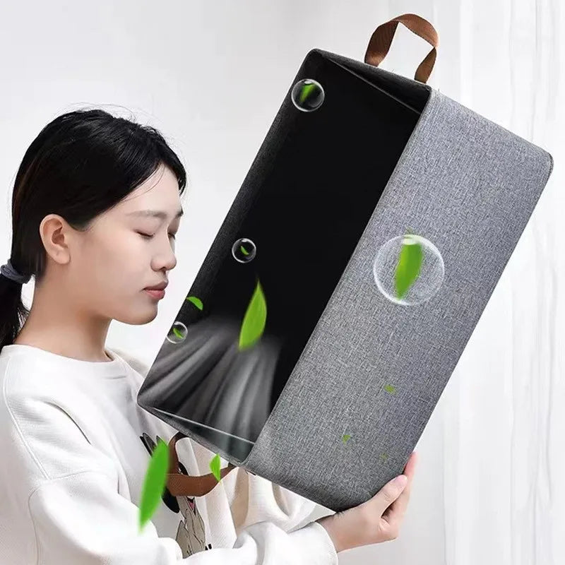 HKM-369043 Foldable Fabric Clothes Storage Box with Steel Frame for Wardrobe Organization