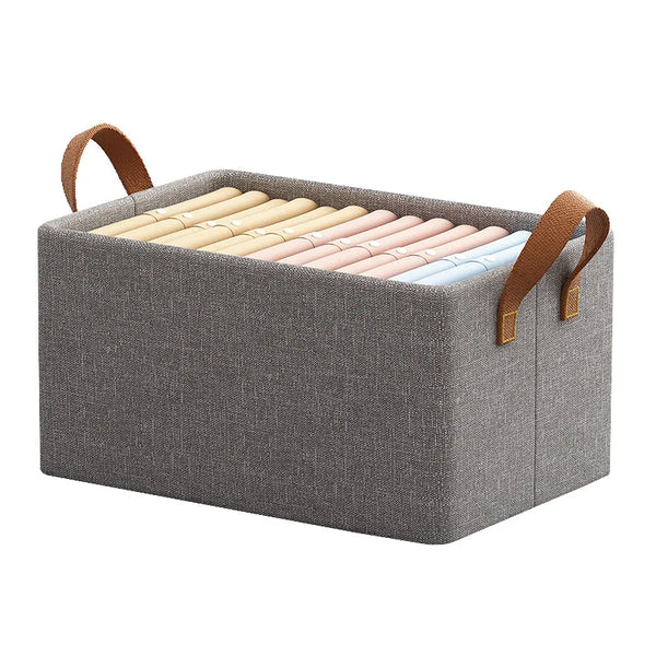 HKM-369043 Foldable Fabric Clothes Storage Box with Steel Frame for Wardrobe Organization