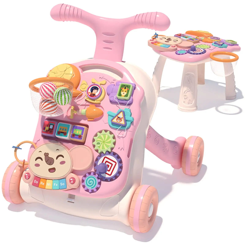 HKM-369107 3-in-1 Multifunctional Baby Walker and Activity Center - Adjustable Infant Stroller with Foldable Design, Suitable for Ages 0-3 Years