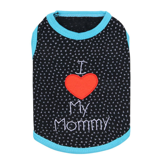 HKM-369171 Sleeveless Casual Summer Dog Vest - I Love My Mom & Dad - Polyester - Sizes XS to L