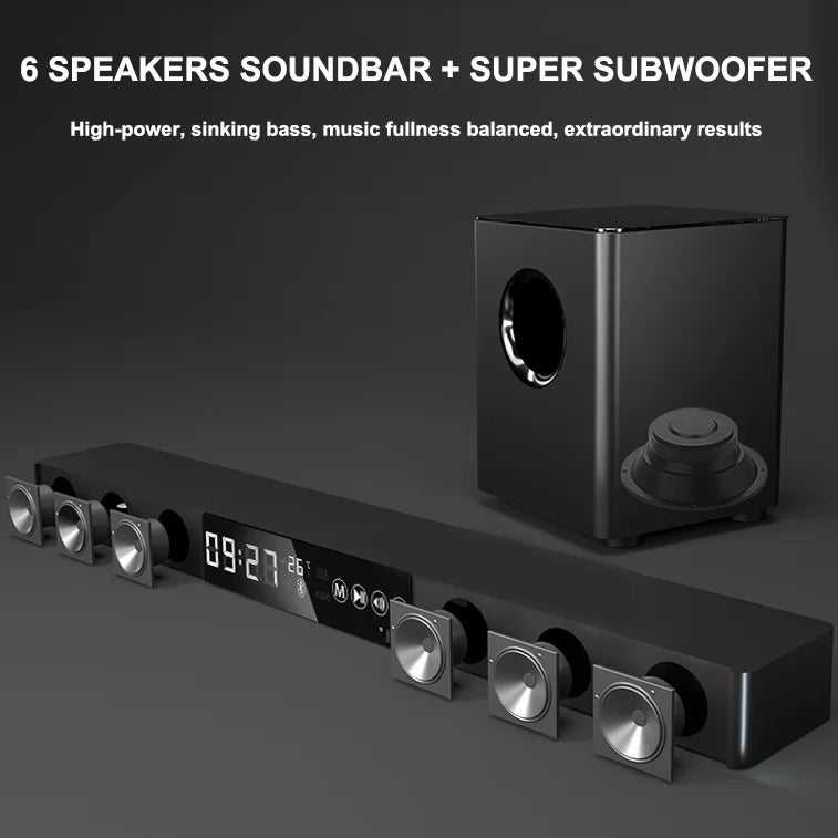 HKM-369299 120W 2.1CH Stereo Sound Bar with Subwoofer and 3D Surround Sound for TV