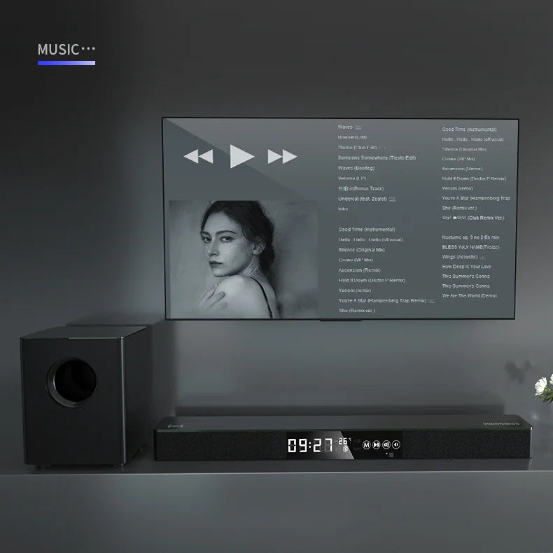 HKM-369299 120W 2.1CH Stereo Sound Bar with Subwoofer and 3D Surround Sound for TV