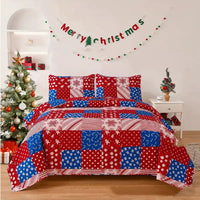 HKM-369299 Wine Red Christmas Quilt Cover Set - Includes Quilt Cover and 2 Pillowcases, Multiple Sizes Available, Modern Design
