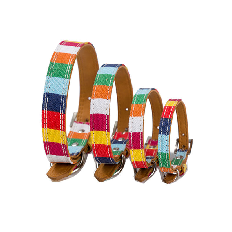 HKM-3694269 Colorful PU Leather Dog Collar for Small and Large Dogs - Adjustable Size S, M, L