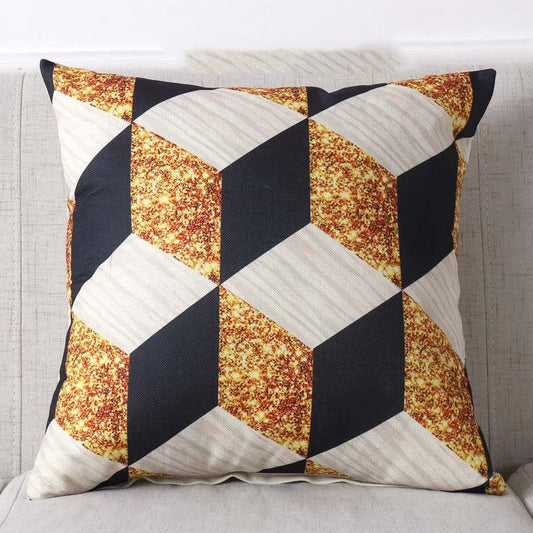 HKM-369427 Geometric Retro Pillowcase in Linen & PP Cotton - 45x45cm, Various Designs