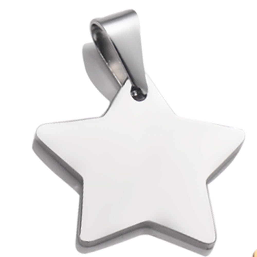 HKM-3694909 Stainless Steel Five-pointed Star Pendant Necklace with 60cm Round Bead Chain