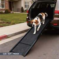 HKM-3695549 Large Folding Dog Ramp for Cars and SUVs, Non-Slip Surface, Up to 250lbs, Portable Pet Steps for Medium & Large Dogs