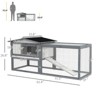 HKM-3695933 Large Outdoor Rabbit Hutch with Run, Removable Tray, Feeding Trough, and Ramp - Weatherproof Design in White